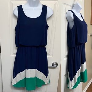 Pixley Dress Navy Green White S